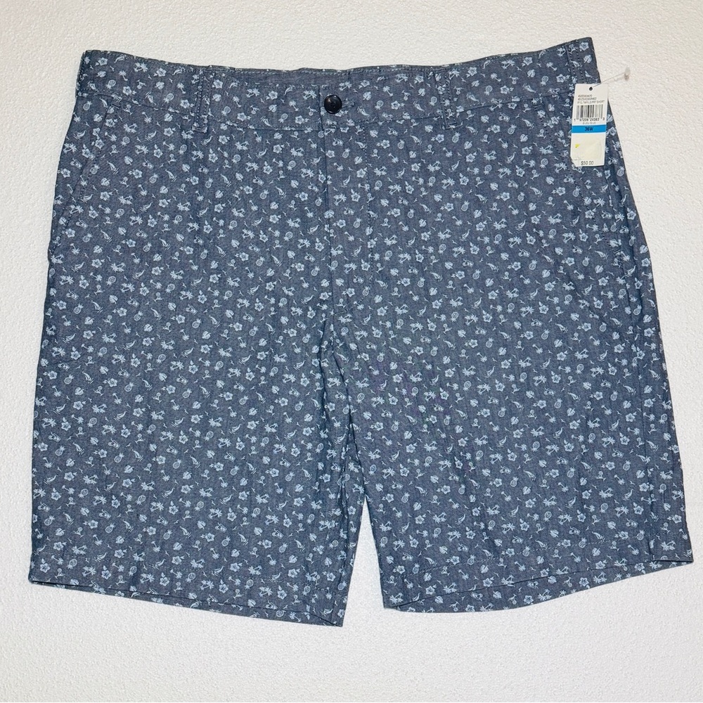 Izod Blue Floral-Print Flat Front Men’s Shorts